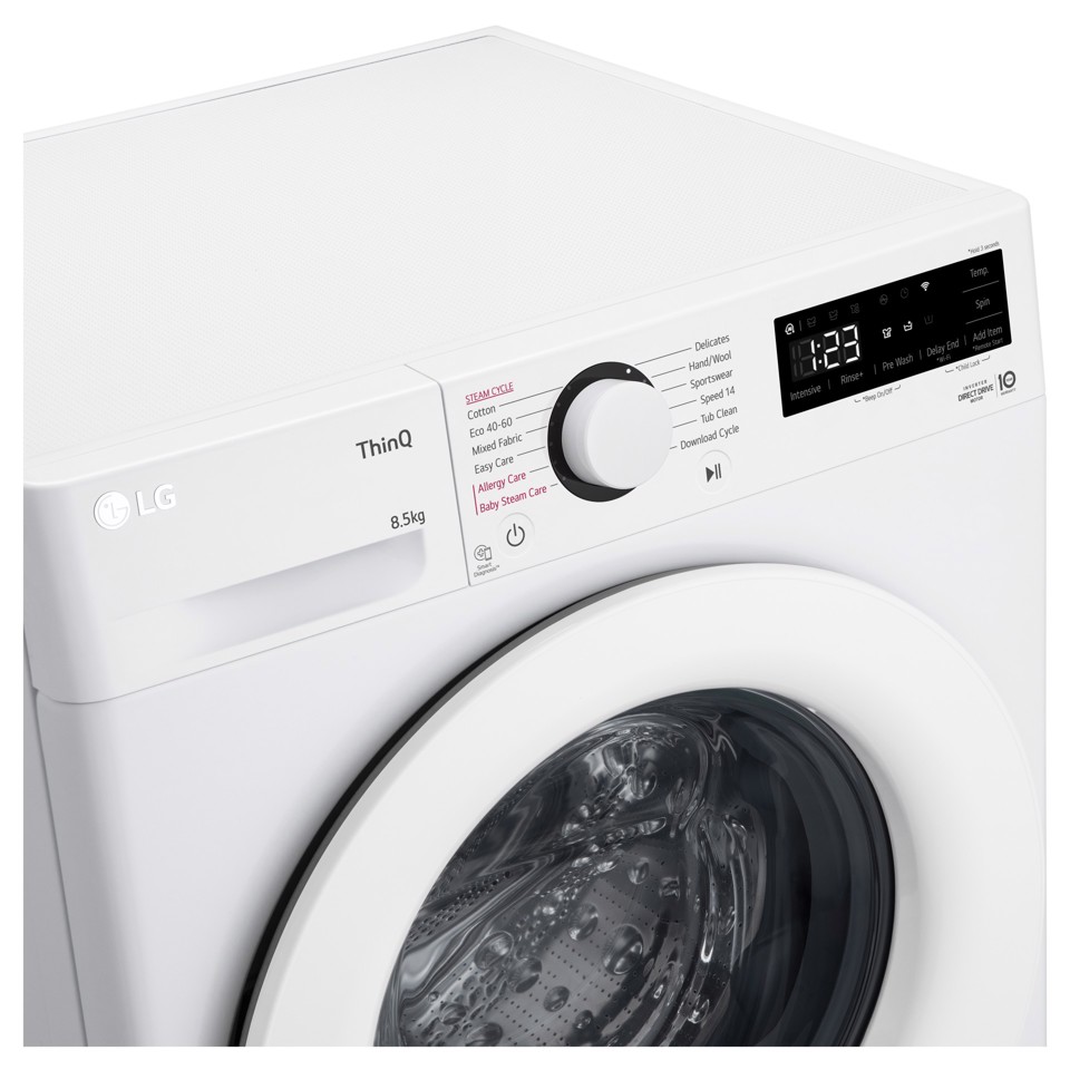 LG F2WV308NEW3 Lavatrice 8,5kg AI DD, Classe A, 1170 giri, Vapore Allergy Care, Motore Inverter Direct Drive