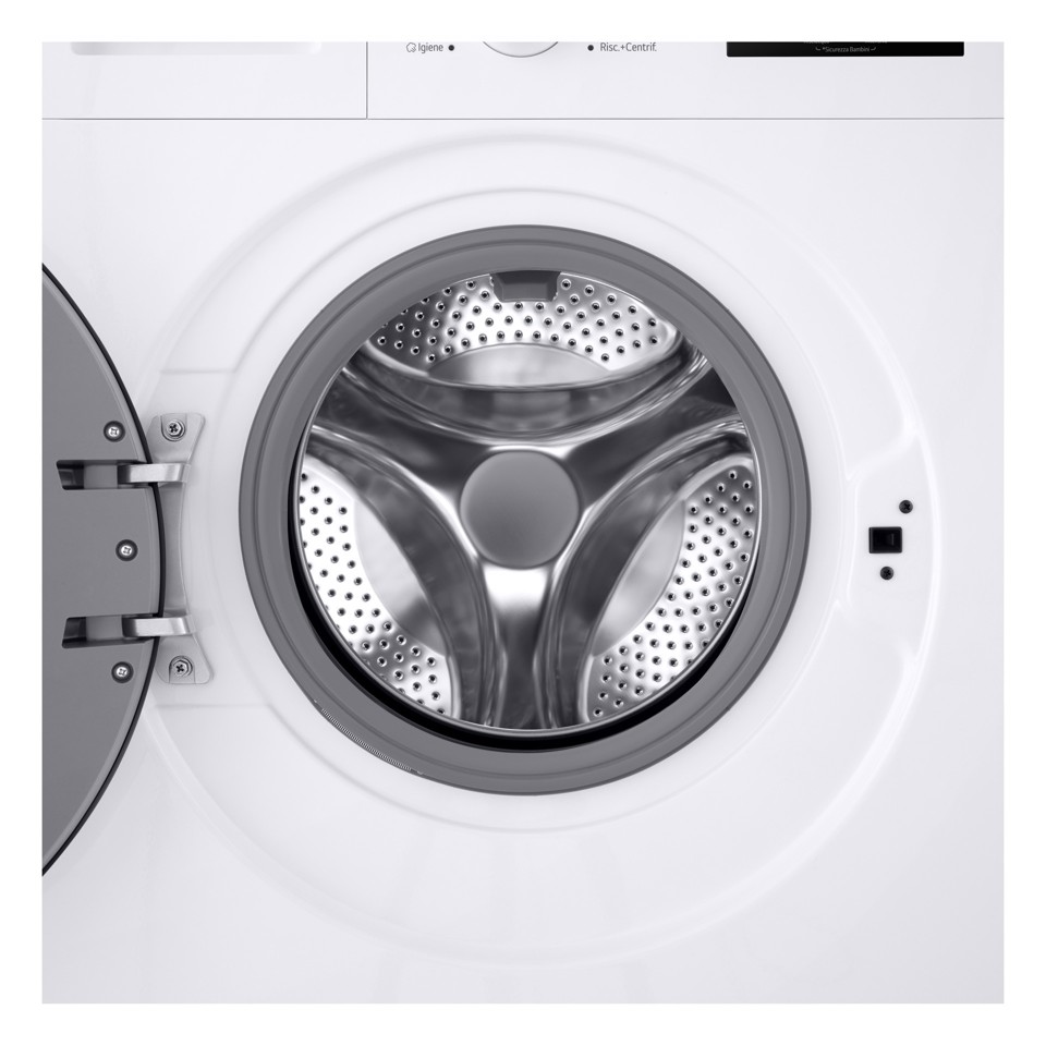 LG F4NA10S8NWK Lavatrice slim 8kg, Classe A, 1400 giri, Programma igiene con vapore, Top rimovibile, White