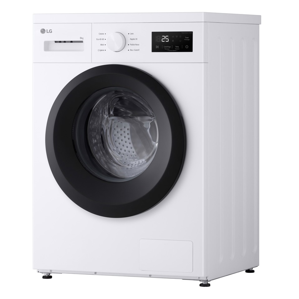 LG F4NA10S8NWK Lavatrice slim 8kg, Classe A, 1400 giri, Programma igiene con vapore, Top rimovibile, White
