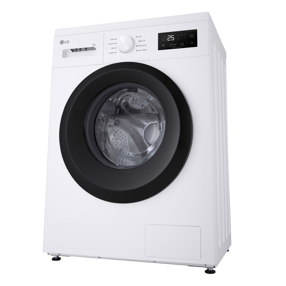 LG F4NA10S8NWK Lavatrice slim 8kg, Classe A, 1400 giri, Programma igiene con vapore, Top rimovibile, White