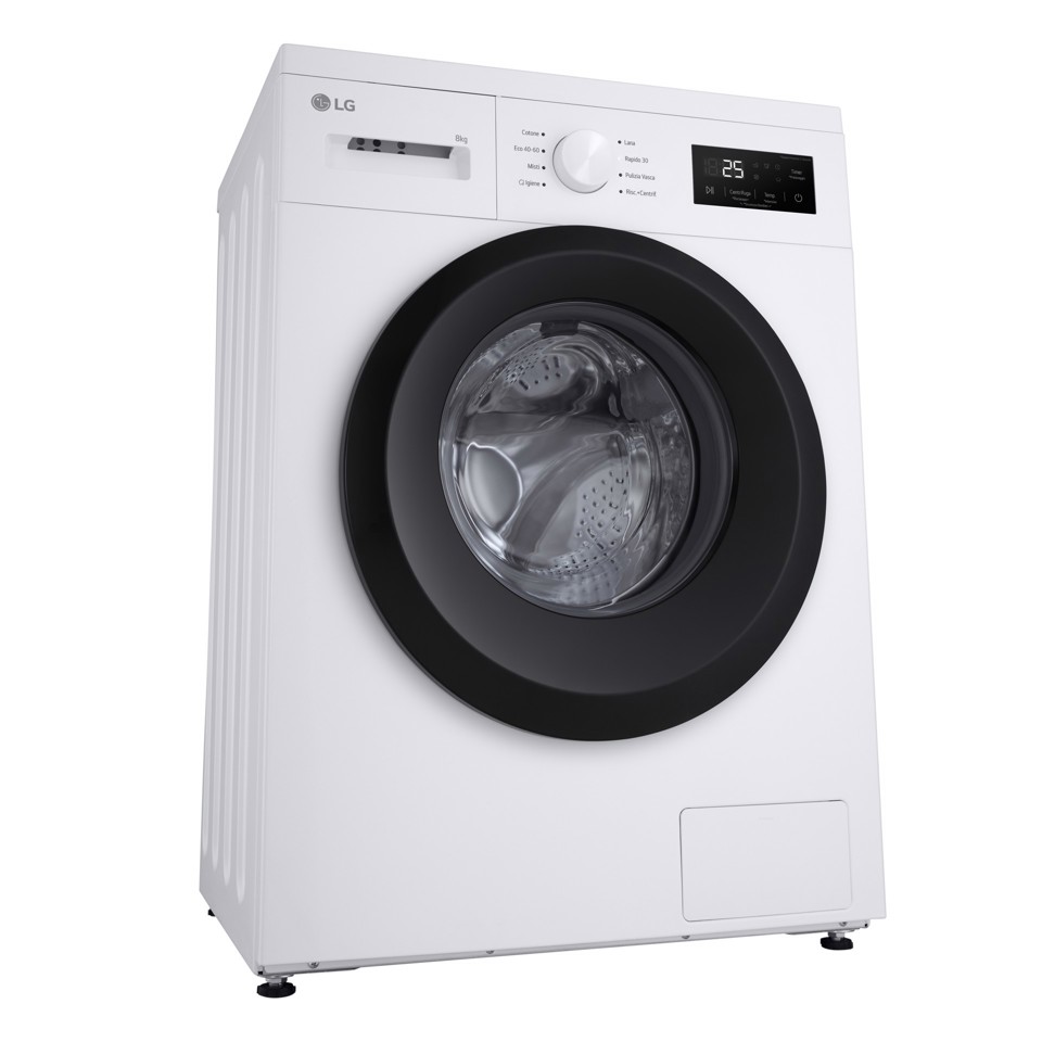 LG F4NA10S8NWK Lavatrice slim 8kg, Classe A, 1400 giri, Programma igiene con vapore, Top rimovibile, White