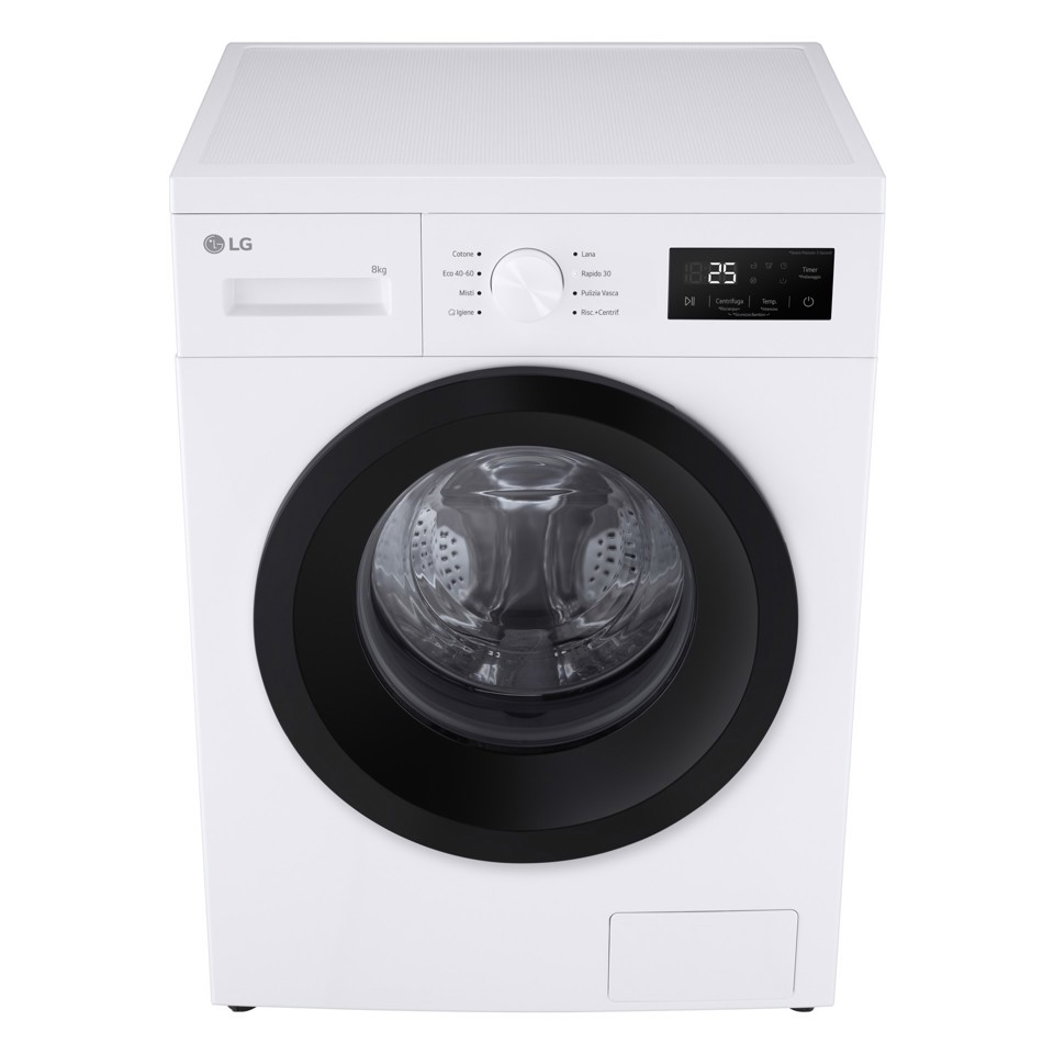 LG F4NA10S8NWK Lavatrice slim 8kg, Classe A, 1400 giri, Programma igiene con vapore, Top rimovibile, White