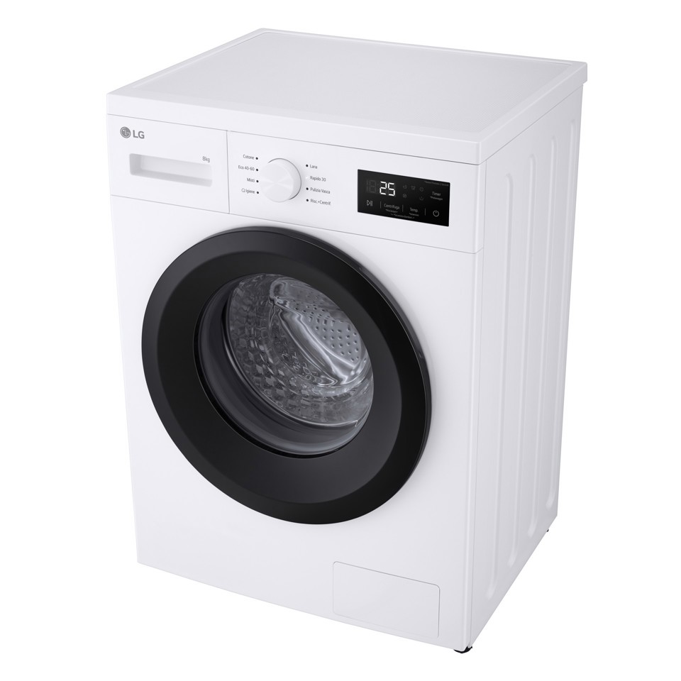 LG F4NA10S8NWK Lavatrice slim 8kg, Classe A, 1400 giri, Programma igiene con vapore, Top rimovibile, White