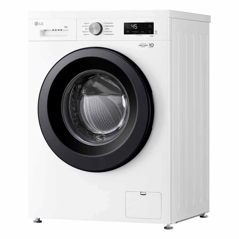 LG F4NX1008NWK Lavatrice smart 8kg, Classe A, 1400 giri, 6 Motion, Allergy Care, Bianca