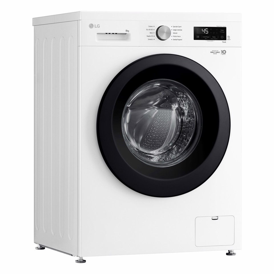 LG F4NX1008NWK Lavatrice smart 8kg, Classe A, 1400 giri, 6 Motion, Allergy Care, Bianca
