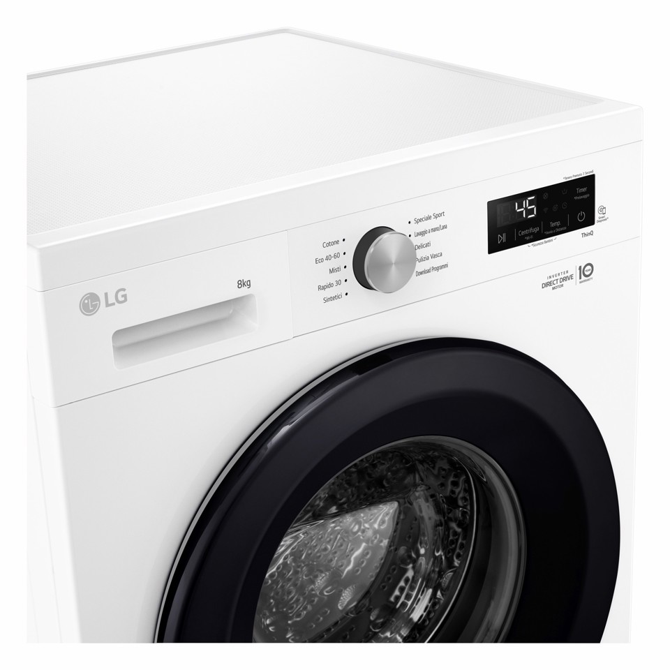LG F4NX1008NWK Lavatrice smart 8kg, Classe A, 1400 giri, 6 Motion, Allergy Care, Bianca