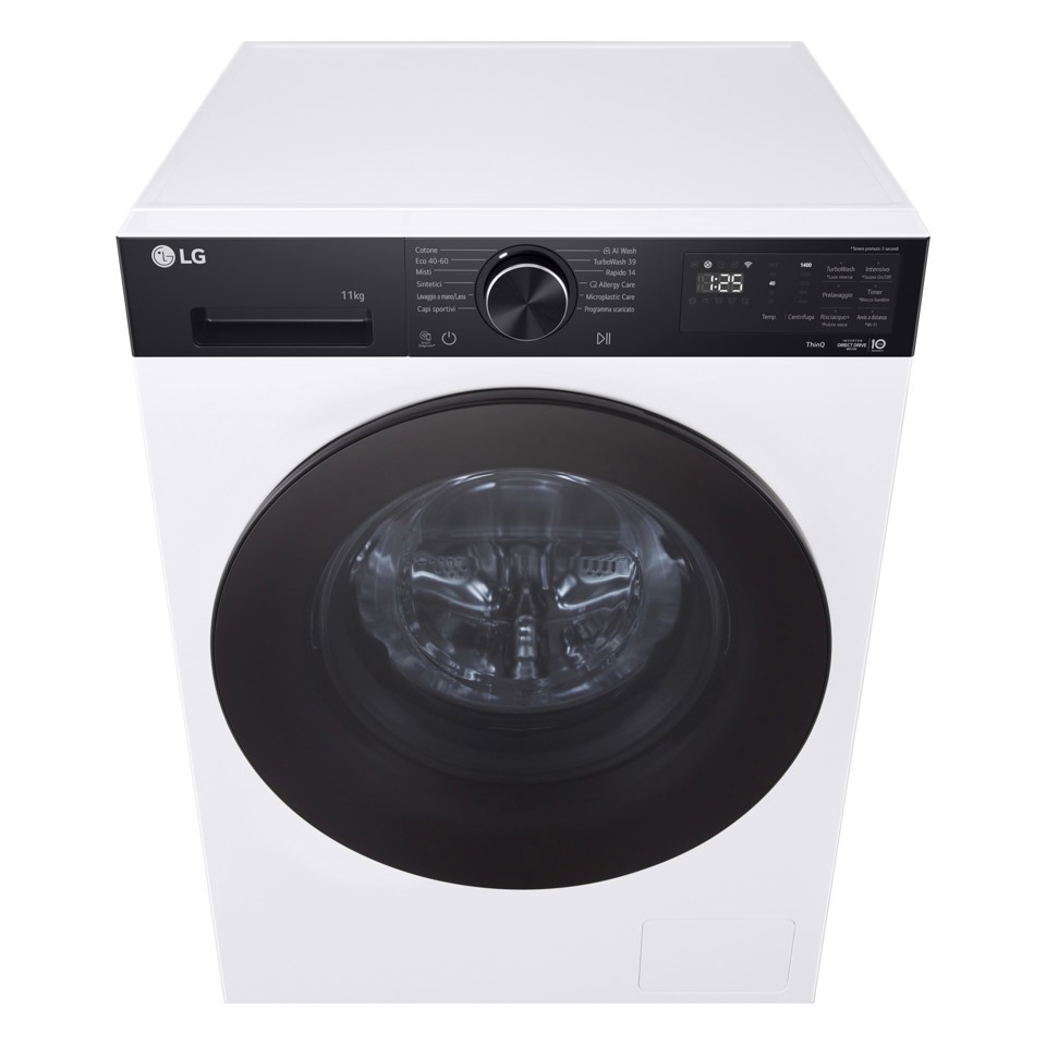 LG F4NX5011TKB Lavatrice Intelligente 11 kg Classe A-40% Bianco/Nero