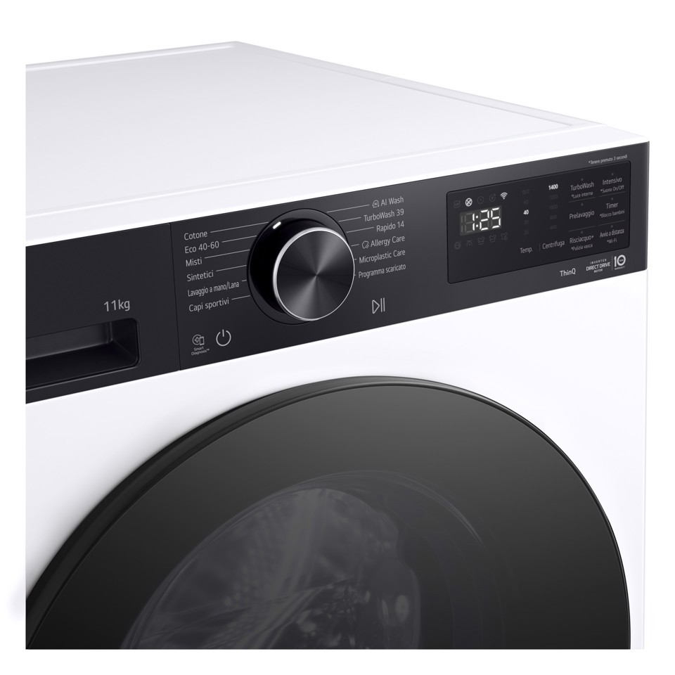 LG F4NX5011TKB Lavatrice Intelligente 11 kg Classe A-40% Bianco/Nero