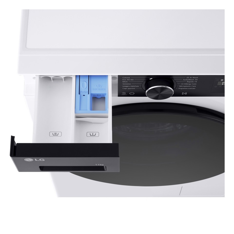 LG F4NX5011TKB Lavatrice Intelligente 11 kg Classe A-40% Bianco/Nero