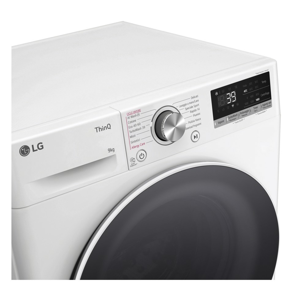 LG F4R709TAIDD Lavatrice 9kg AI DD, Classe A-10%, 1400 giri, Vapore, Wi-Fi
