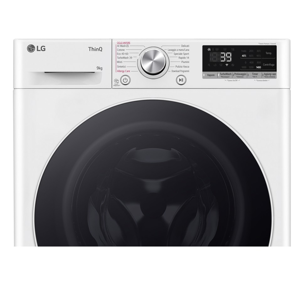 LG F4R709TAIDD Lavatrice 9kg AI DD, Classe A-10%, 1400 giri, Vapore, Wi-Fi