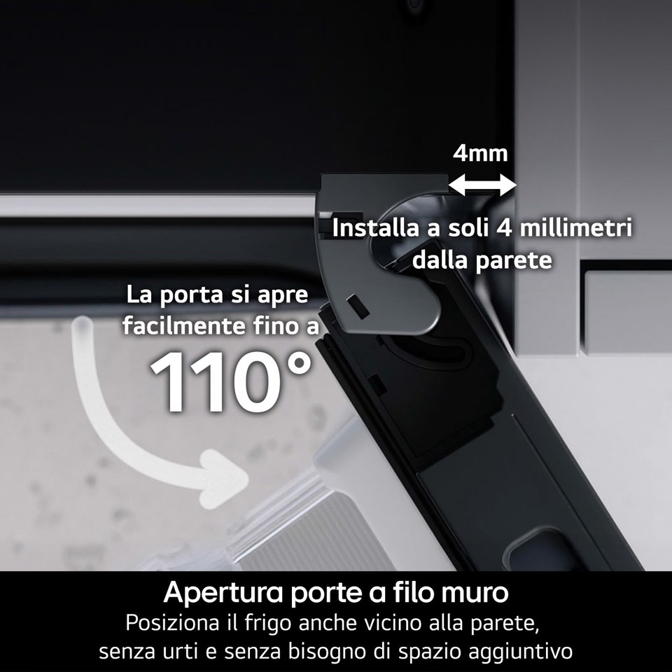 LG GBBS322APY Frigorifero combinato Fit & Max 60cm, Classe A, 375L, AI Inverter, Prime Silver