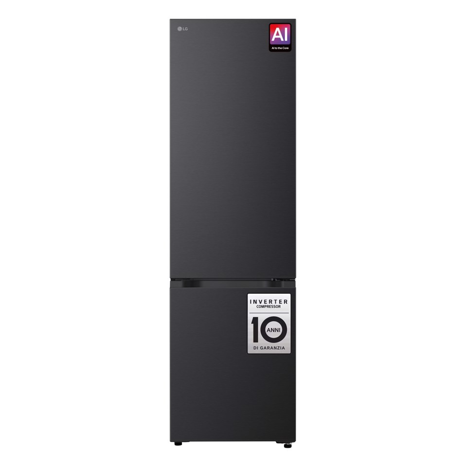 LG GBBS726CEV Frigorifero combinato Fit & Max 60cm, Classe C, 375L, AI Inverter, Black Steel