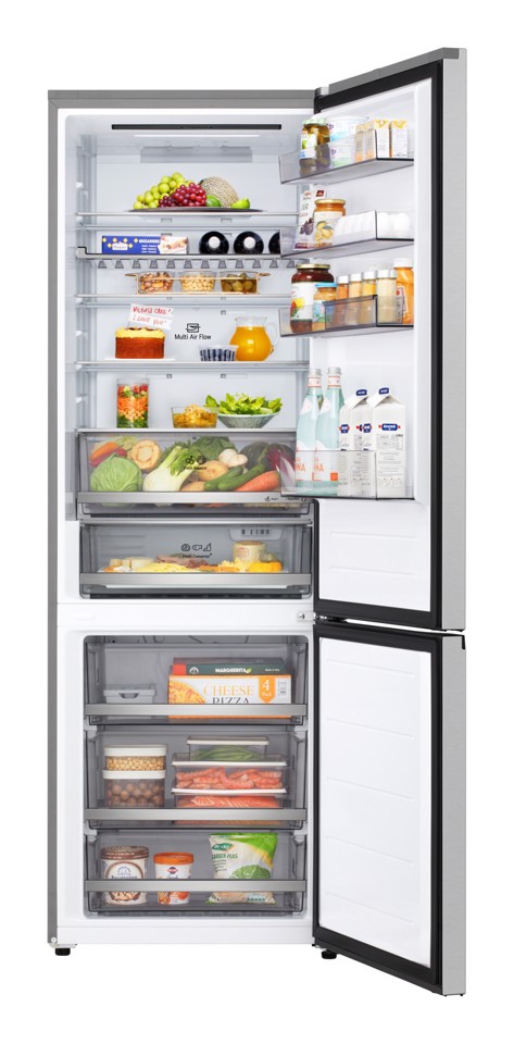LG GBBW322DPY Fit & Max 70cm Combined Refrigerator, Class D, 465L, AI Fresh, Prime Silver