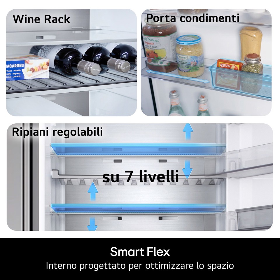 LG GBBW322DPY Frigorifero combinato Fit & Max 70cm, Classe C, 465L, AI Fresh, Prime Silver