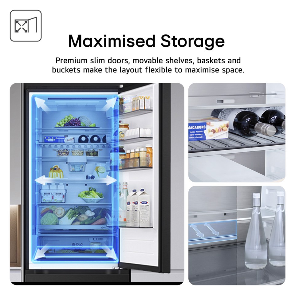 LG GBBW726AEV Frigorifero combinato Fit & Max 70cm, Classe A, 465L, AI Fresh, Wi-Fi, Metal Fresh, Door Cooling, Black Steel