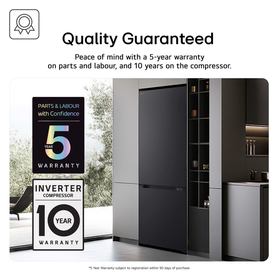 LG GBBW726AEV Frigorifero combinato Fit & Max 70cm, Classe A, 465L, AI Fresh, Wi-Fi, Metal Fresh, Door Cooling, Black Steel