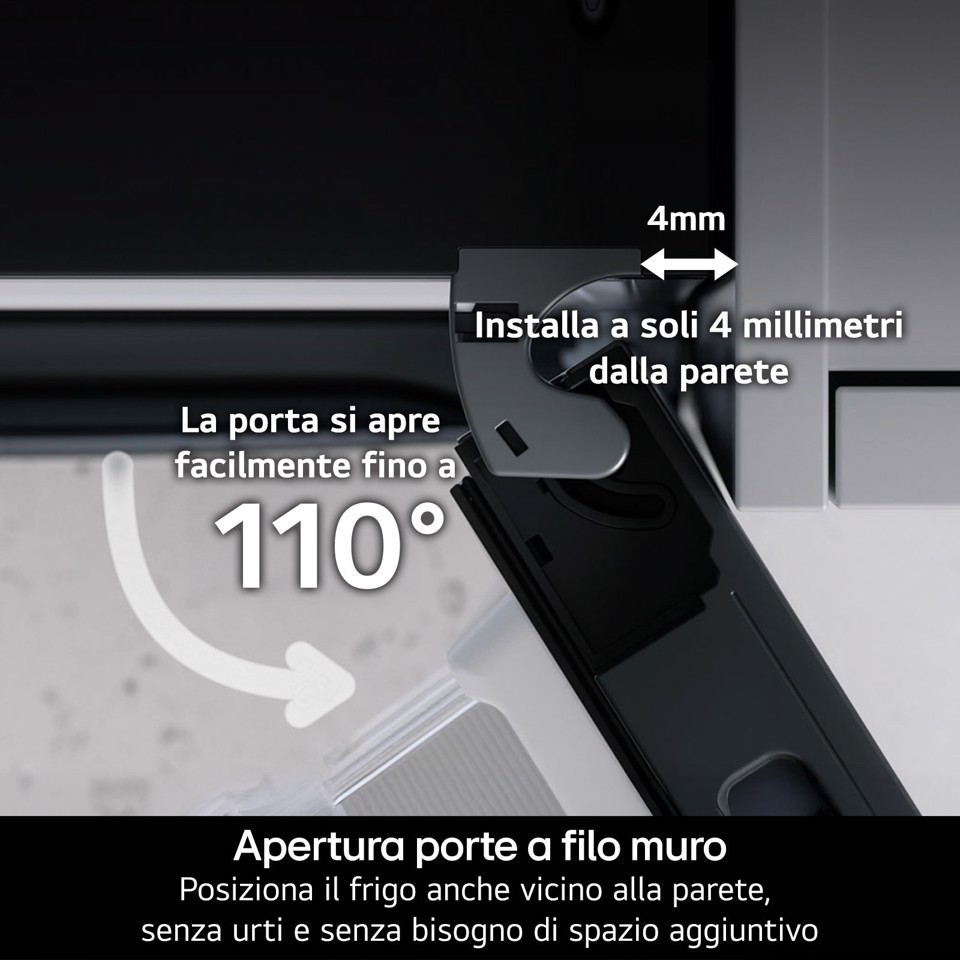 LG GBBW726AEV Frigorifero combinato Fit & Max 70cm, Classe A, 465L, AI Fresh, Wi-Fi, Metal Fresh, Door Cooling, Black Steel