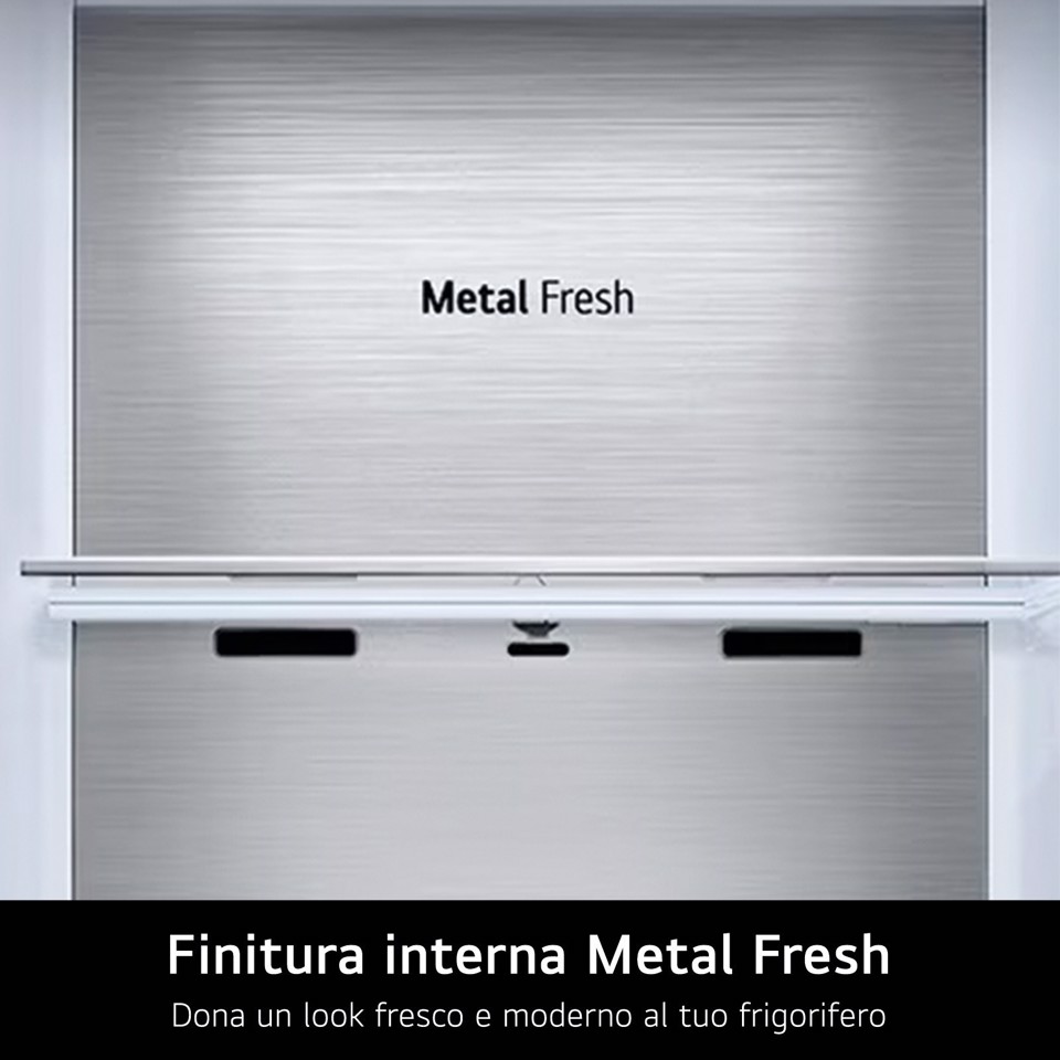 LG GBBW726AEV Frigorifero combinato Fit & Max 70cm, Classe A, 465L, AI Fresh, Wi-Fi, Metal Fresh, Door Cooling, Black Steel