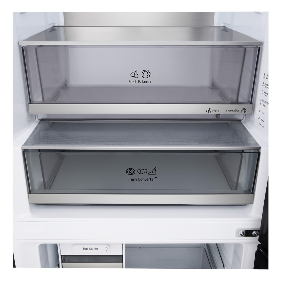 LG GBBW726AEV Frigorifero combinato Fit & Max 70cm, Classe A, 465L, AI Fresh, Wi-Fi, Metal Fresh, Door Cooling, Black Steel
