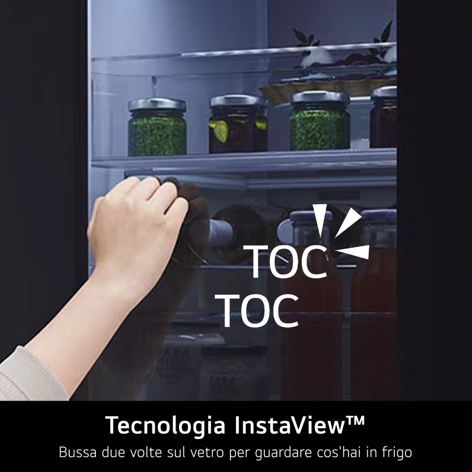 LG GBGW92GCEV Frigorifero combinato 70 cm InstaView Classe C Essence Black Steel