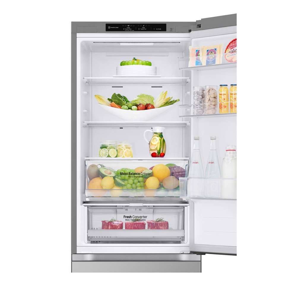 LG GBV3100CPY Frigorifero combinato, Classe C, 344L, Fresh Converter, Porte piatte, Argento