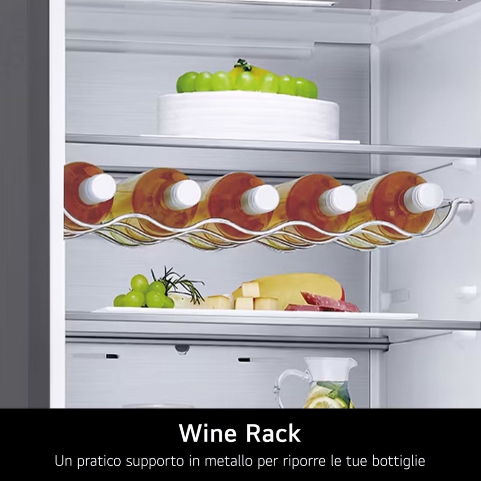 LG GBV7280AEV Frigorifero combinato, Classe A, 387L, Fresh Converter, Porte piatte, Nero