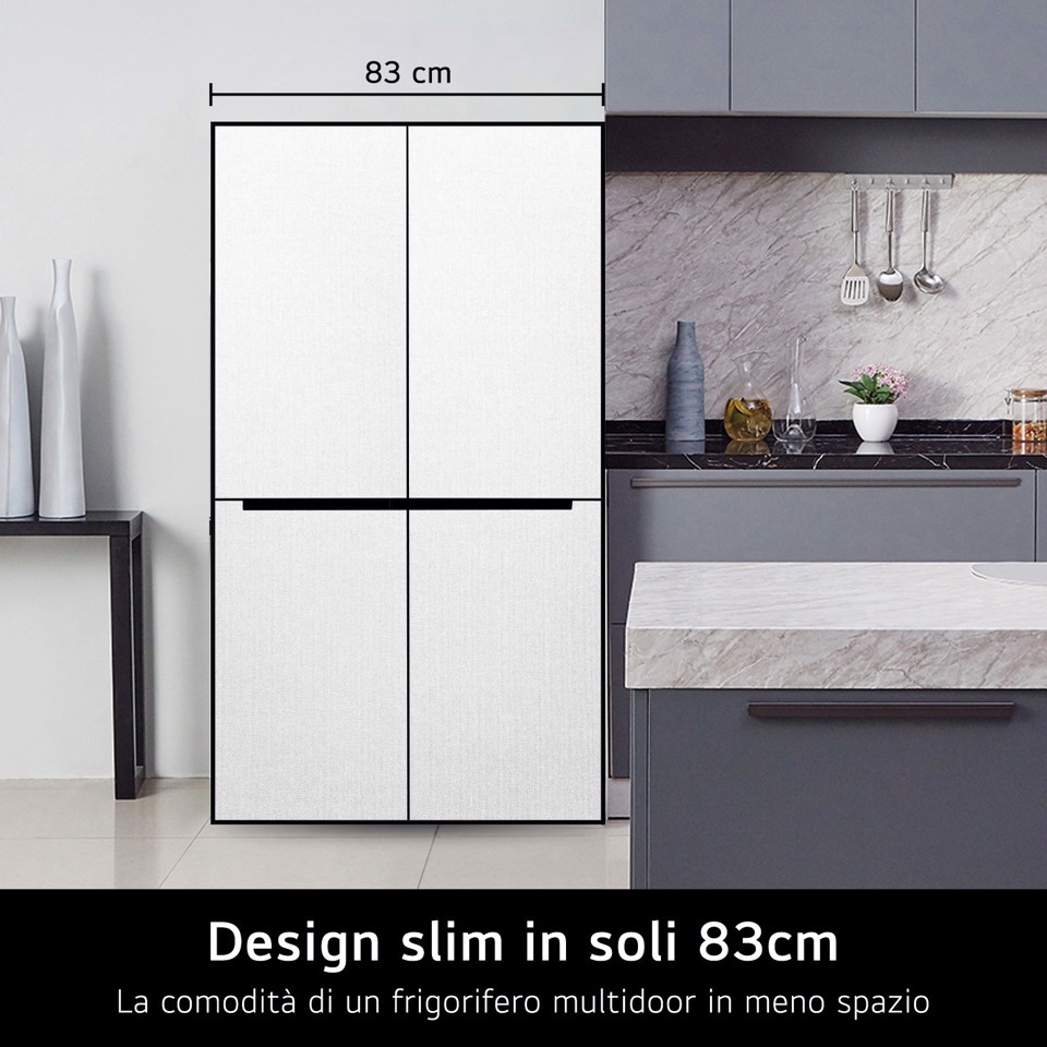LG GMM41MSBEM Frigorifero Multidoor Slim, Classe E, 474L, Total No Frost, Cassetto Fresh Switch, Silver