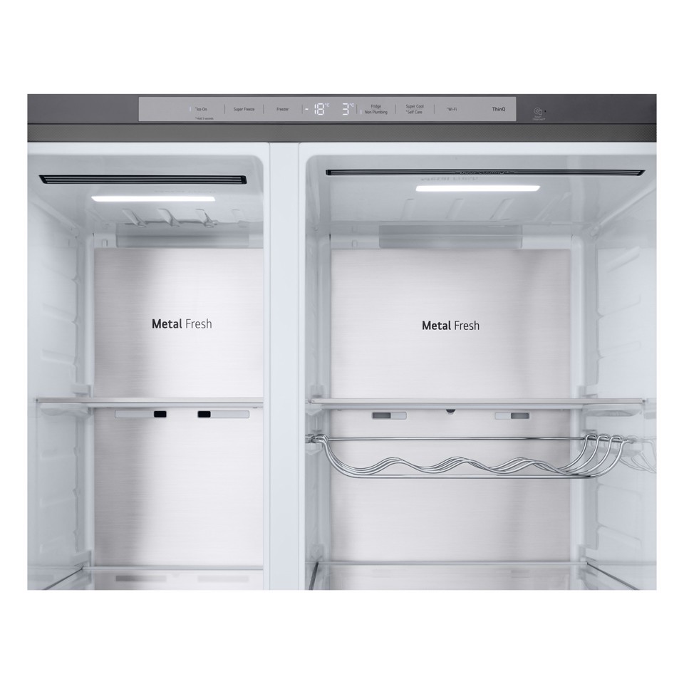 LG GSLE91MBAB Frigorifero Side-by-Side, Classe B, 623L, Wi-Fi, Dispenser senza allaccio, Total No Frost, Metal Sorbet