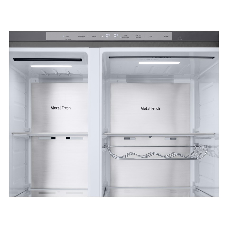 LG GSLE91MBAC Frigorifero Side-by-Side, Classe C, 628L, Wi-Fi, Dispenser senza allaccio, Total No Frost, Metal Sorbet