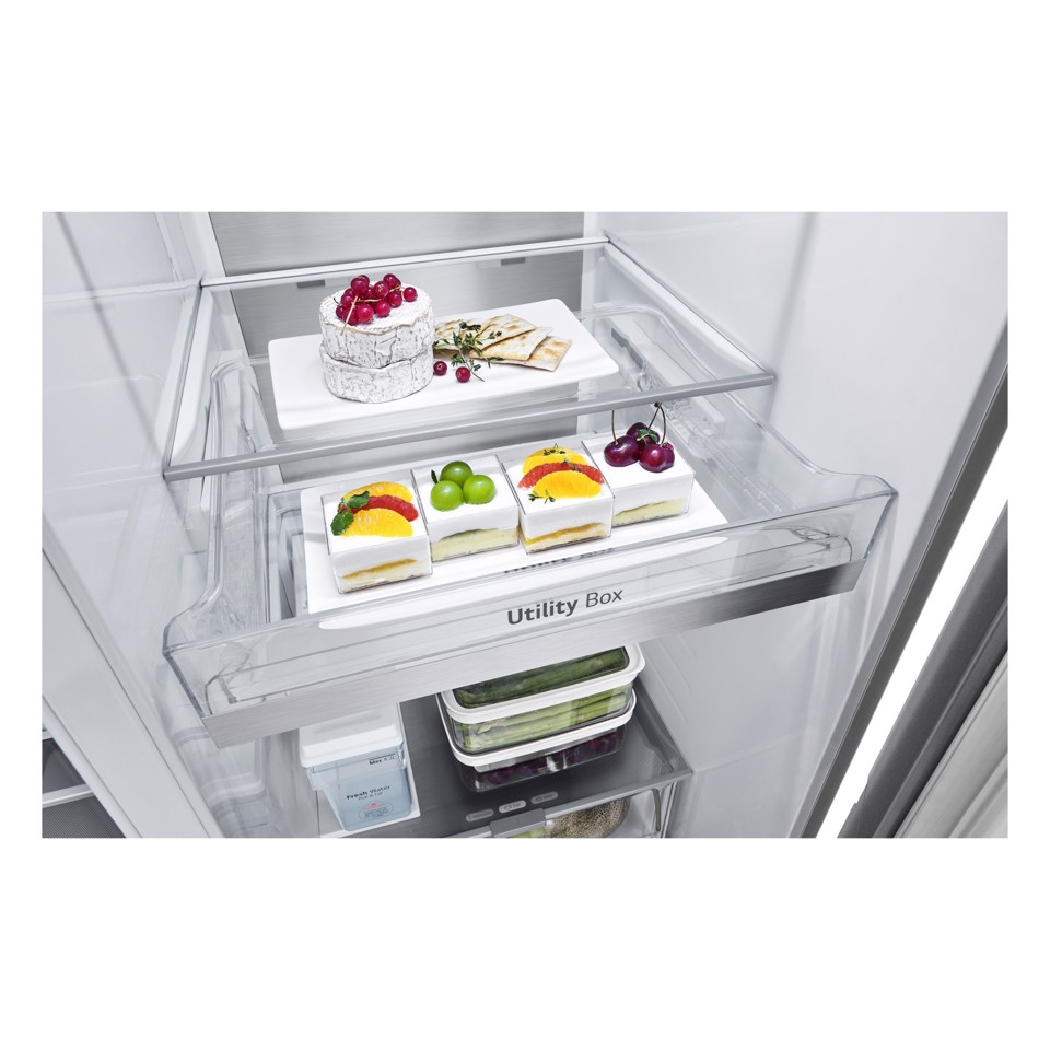 LG GSLE91MBAC Frigorifero Side-by-Side, Classe C, 628L, Wi-Fi, Dispenser senza allaccio, Total No Frost, Metal Sorbet