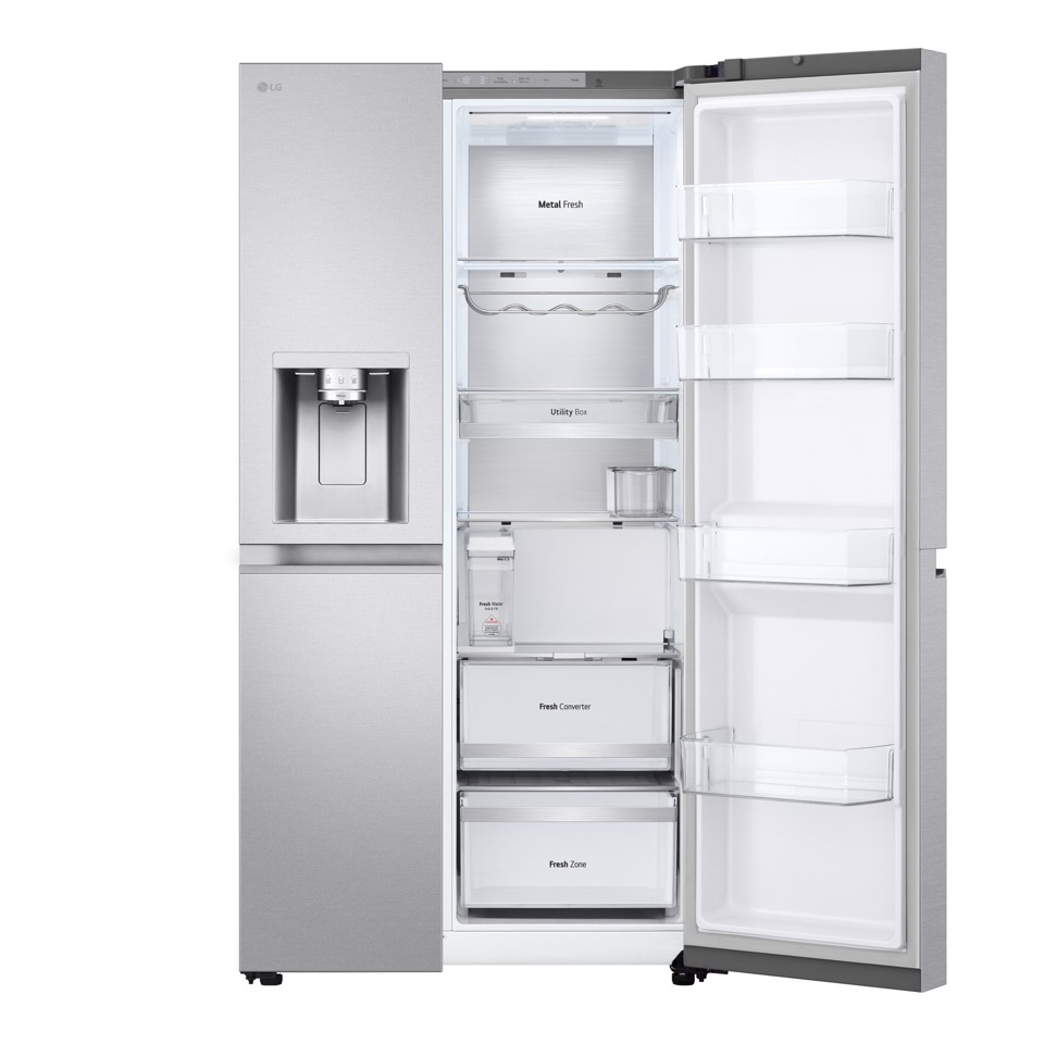LG GSLE91MBAC Frigorifero Side-by-Side, Classe C, 628L, Wi-Fi, Dispenser senza allaccio, Total No Frost, Metal Sorbet