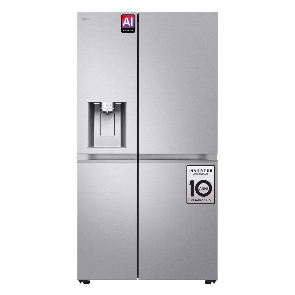 LG GSLE91MBAC Frigorifero Side-by-Side, Classe C, 628L, Wi-Fi, Dispenser senza allaccio, Total No Frost, Metal Sorbet