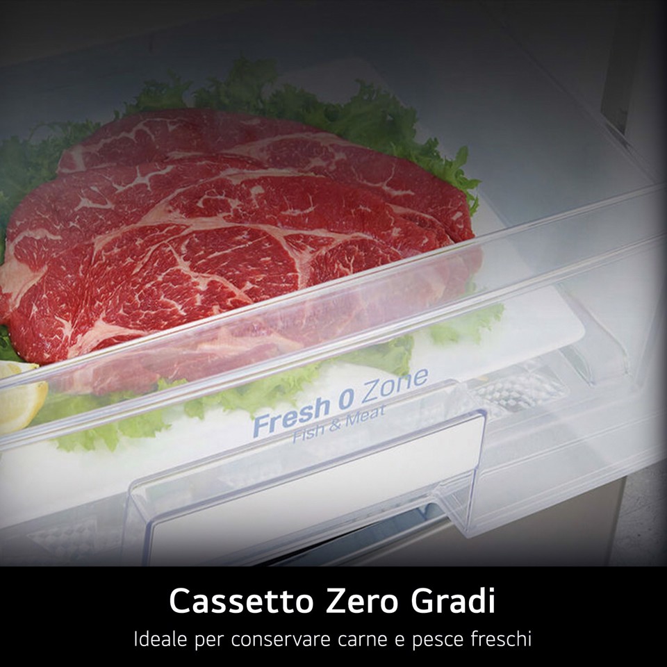 LG GTBV44SEBKD frigorifero colore Sabbia doppia porta 70cm, Classe E, 461L, Door & Linear Cooling