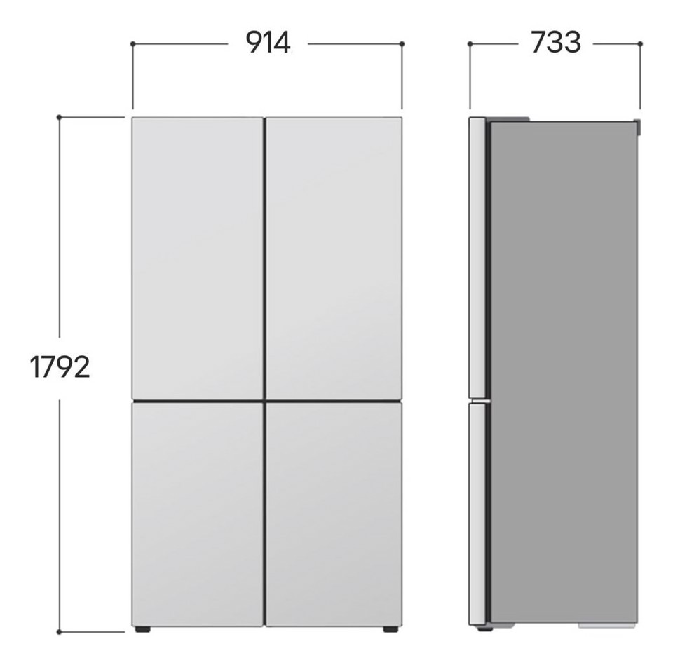 LG InstaView GMK961PY5E Frigorifero 4 porte | Classe E, 646L | Wi-Fi, Dispenser acqua senza allaccio, Door & Linear Cooling | Prime Silver