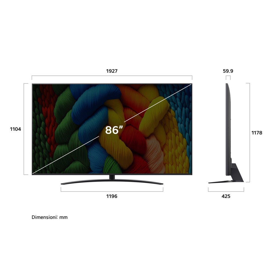 LG NanoCell AI 86NANO81A6A TV Serie NANO81 86'' 4K, α7 Gen8, HDR10, 20W, 3 HDMI con Game Optimizer, Smart TV WebOS 25