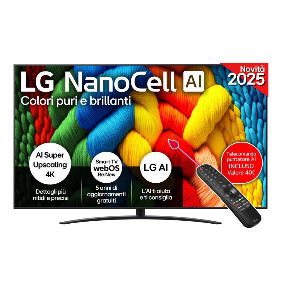 LG NanoCell AI 86NANO81A6A TV Serie NANO81 86'' 4K, α7 Gen8, HDR10, 20W, 3 HDMI con Game Optimizer, Smart TV WebOS 25