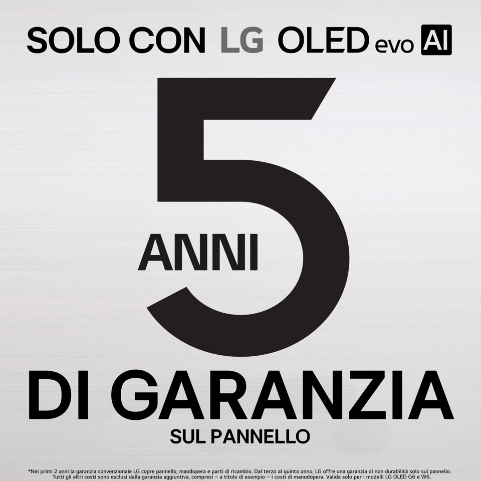 LG OLED evo AI 65'' Serie G6S OLED65G66LS, 4K, Hyper Radiant Color, Processore α11 Gen3, VRR 165Hz,G-Sync, SMART TV 2026
