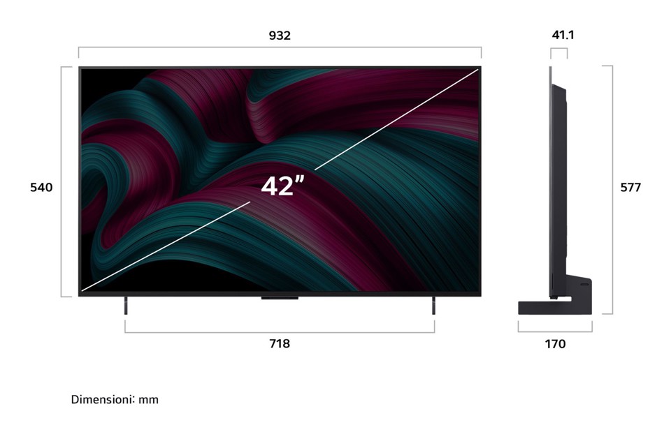 LG OLED evo AI OLED42C54LA 106,7 cm (42") 4K Ultra HD Smart TV Wi-Fi Nero