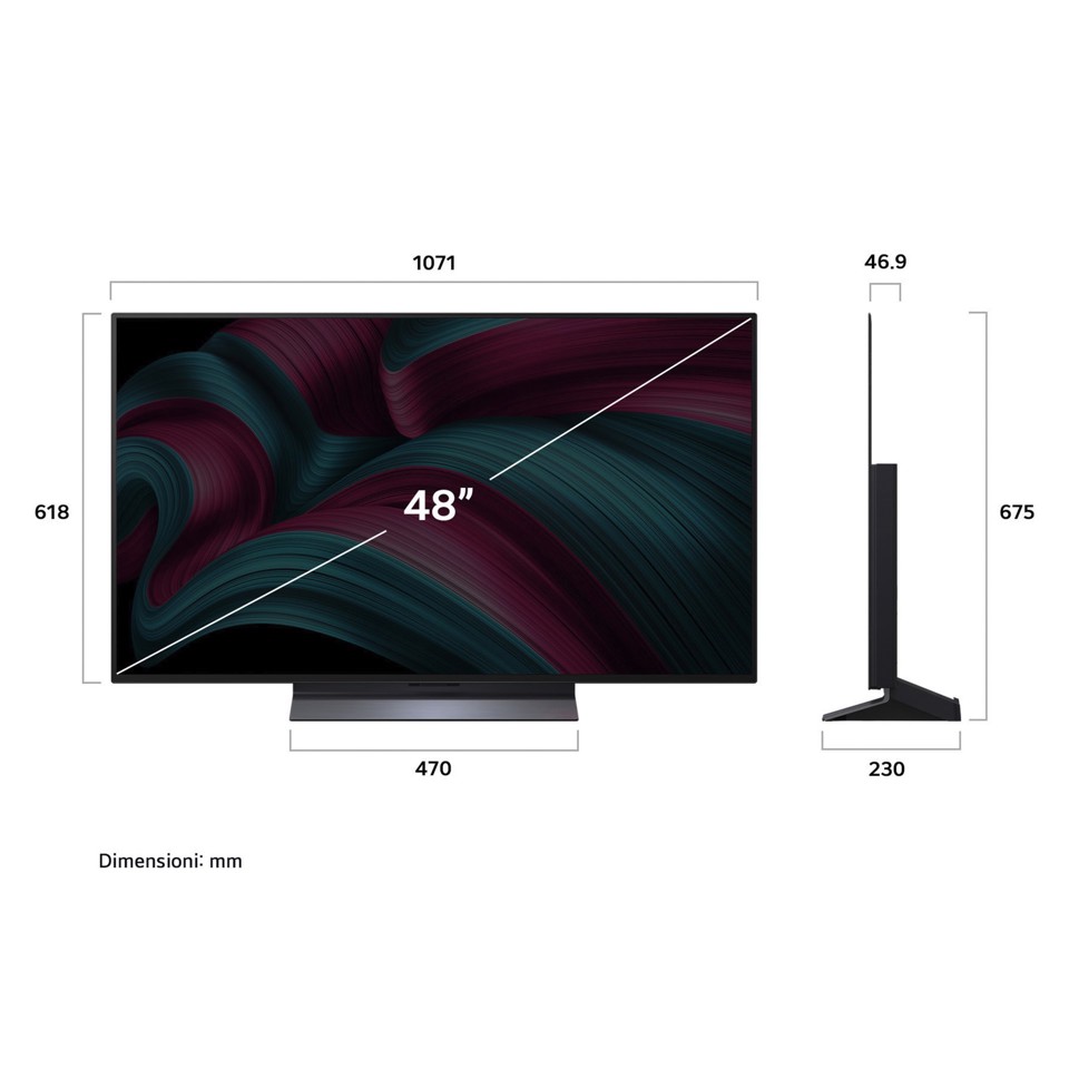 LG OLED evo AI OLED48C55LA TV Serie C5 48'' 4K, α9 Gen8, Dolby Vision, 40W, 4 HDMI, VRR 144Hz, Smart TV WebOS 25