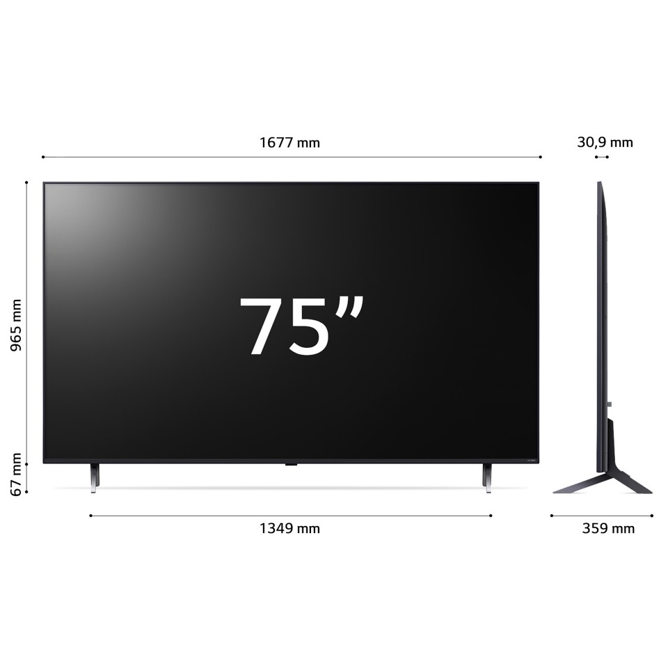LG QNED 75'' Serie QNED80 75QNED80T6A, TV 4K, 3 HDMI, SMART TV 2024