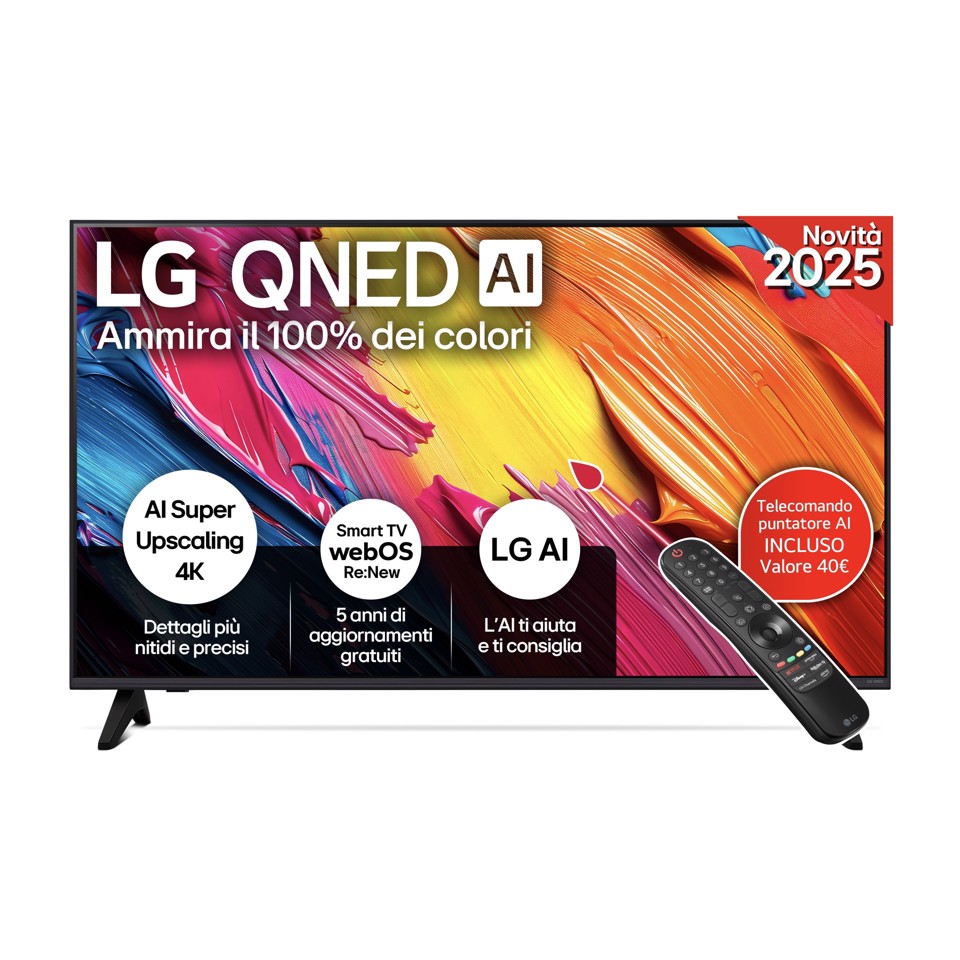 LG QNED AI 43QNED70A6A TV Serie QNED70 43'' 4K, α7 Gen8, HDR10, 20W, 3 HDMI con Game Optimizer, Smart TV WebOS 25