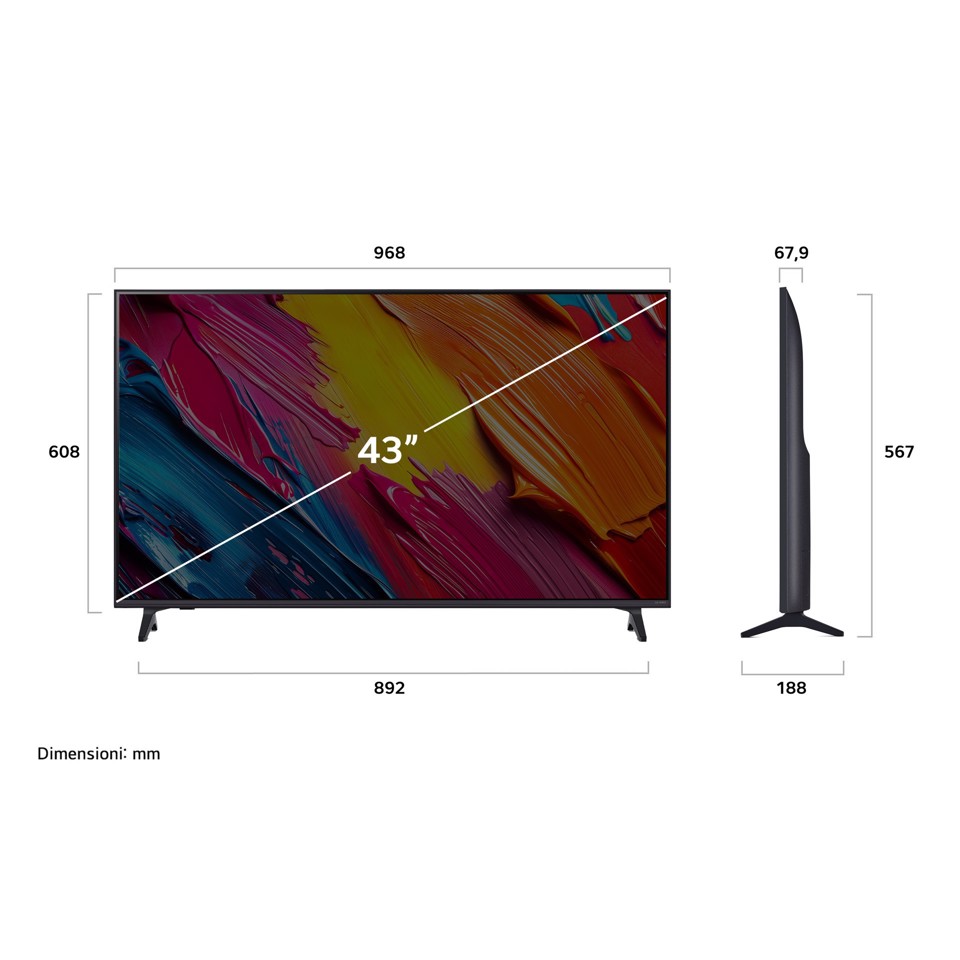 LG QNED AI 43QNED70A6A TV Serie QNED70 43'' 4K, α7 Gen8, HDR10, 20W, 3 HDMI con Game Optimizer, Smart TV WebOS 25