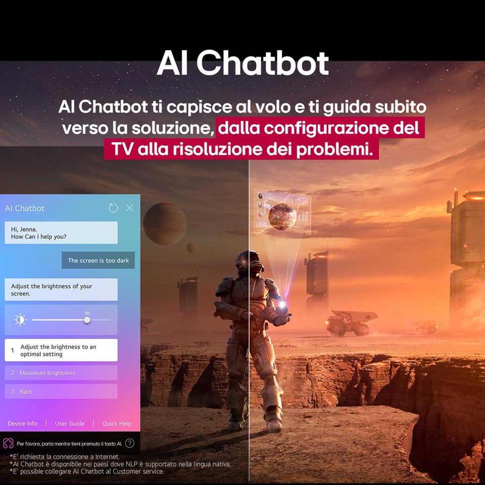 LG QNED AI 55QNED70A6A TV Serie QNED70 55'' 4K, α7 Gen8, HDR10, 20W, 3 HDMI con Game Optimizer, Smart TV WebOS 25