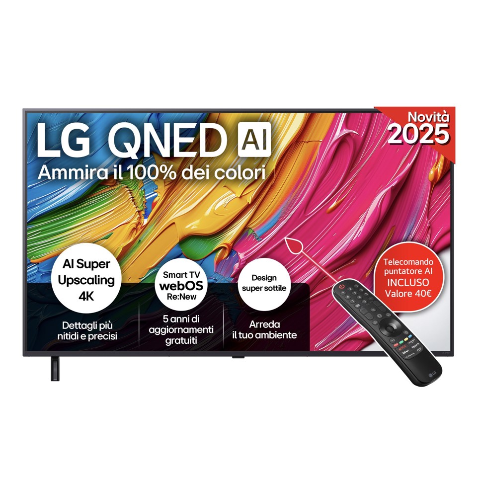 LG QNED AI 55QNED80A6A TV Serie QNED80 55'' 4K, α7 Gen8, HDR10, 20W, 3 HDMI con Game Optimizer, Smart TV WebOS 25