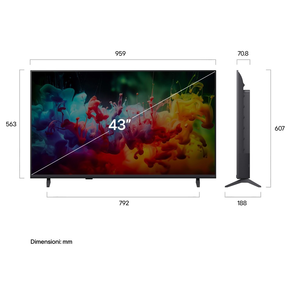 LG QNED AI MiniLED 43'' Serie QNED70B 43QNED70B6C, 4K, AI Magic Remote, 100% Volume colore, 3 HDMI, 20W, SMART TV 2026