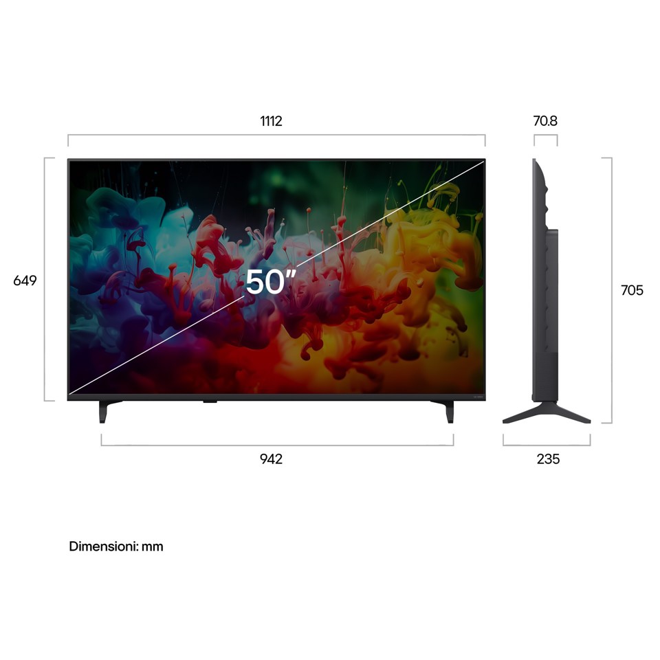 LG QNED AI MiniLED 50'' Serie QNED70B 50QNED70B6C, 4K, AI Magic Remote, 100% Volume colore, 3 HDMI, 20W, SMART TV 2026