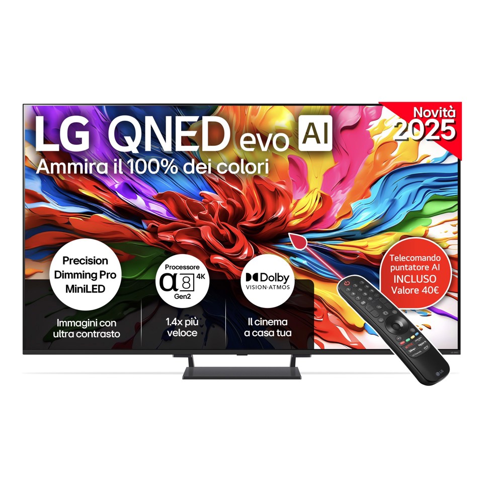 LG QNED evo AI 75'' Serie QNED93 75QNED93A6A, MiniLED 4K, Precision Dimming, Dolby Vision, SMART TV 2025
