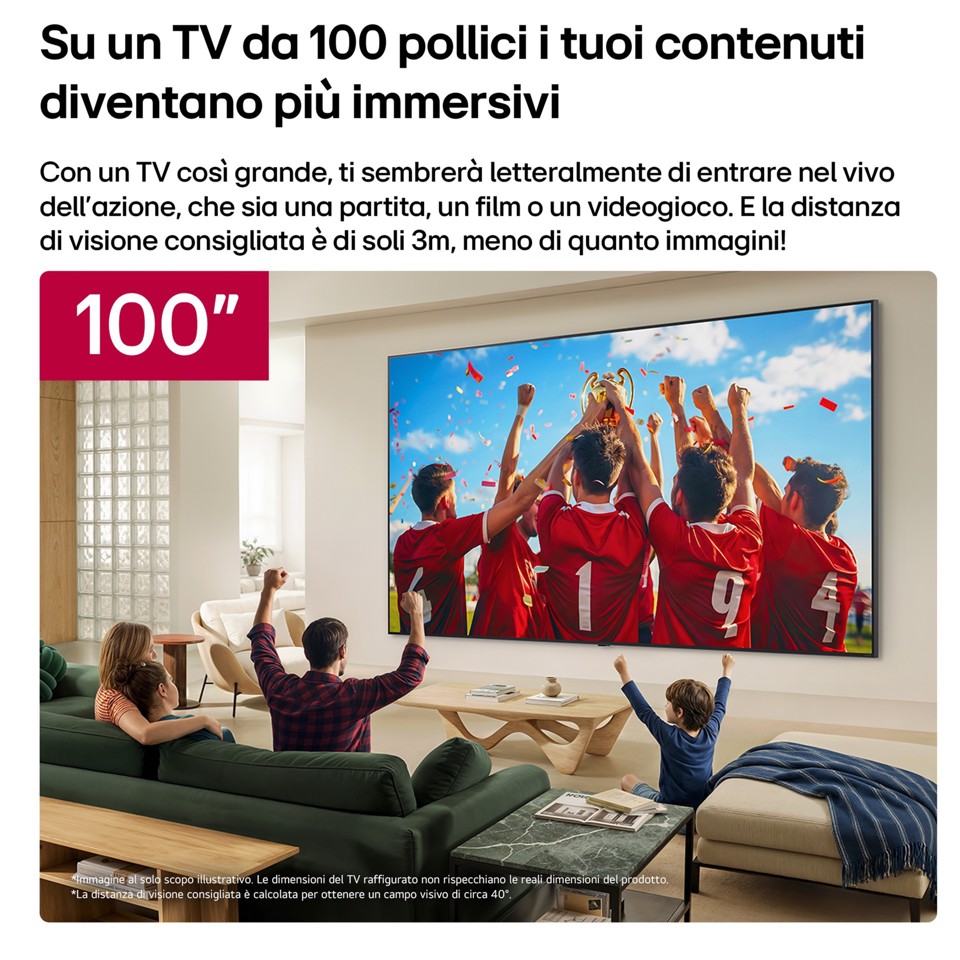 LG QNED evo AI MiniLED 100'' Serie QNED87B 100QNED87B6, 4K, Dolby Vision, Processore α8 Gen3, VRR 144Hz, SMART TV 2026