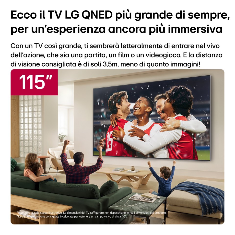 LG QNED evo AI MiniLED 115'' Serie QNED93B 115QNED93B6, 4K, Dolby Vision, Precision Dimming Pro, VRR 165Hz,SMART TV 2026
